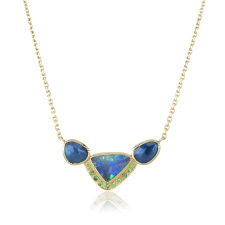 Orbit Halo Boulder Opal and Sapphire Tsavorite Necklace Image